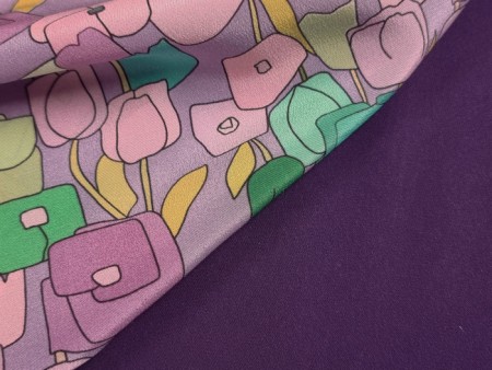Tissu crêpe de soie floralia pop art