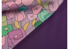 Tissu crêpe de soie floralia pop art