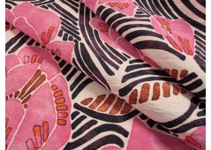 Tissu serge flammée à motifs fleuris stylisés