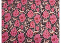 Tissu serge flammée à motifs fleuris stylisés