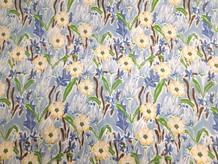 Tissu percale imprimée floral bleu artistique