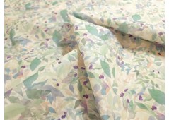 Tissu percale imprimée aquarelle de feuilles pastel