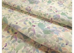 Tissu percale imprimée aquarelle de feuilles pastel