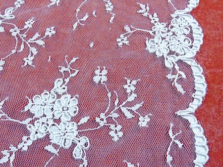 Tissu dentelle fine blanche