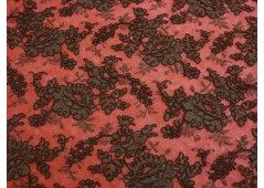 Tissu guipure festonnée marron chocolat