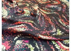 Tissu satin de soie imprimé pointilliste
