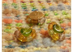 Bouton perles orange et vert