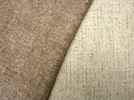 Tweed de laine double- face écru et beige