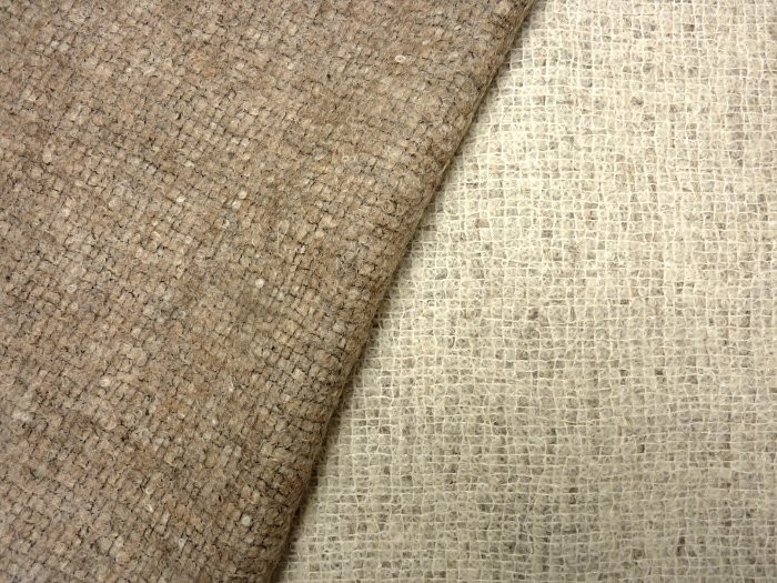 Tweed de laine double- face écru et beige