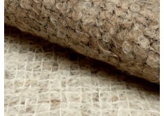 Tissu manteau tweed de laine double- face écru et beige