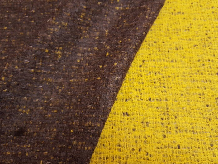 Tweed de laine double- face jaune et brun