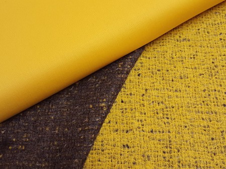 Tweed de laine double- face jaune et brun